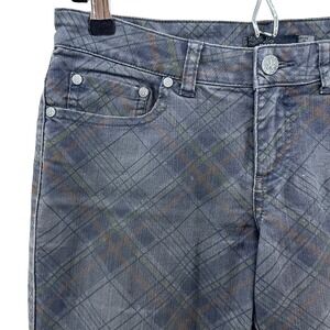 PRANA Women's Jett Plaid‎ Skinny Jeans with Ankle Zip • 4 • gray, blue, green